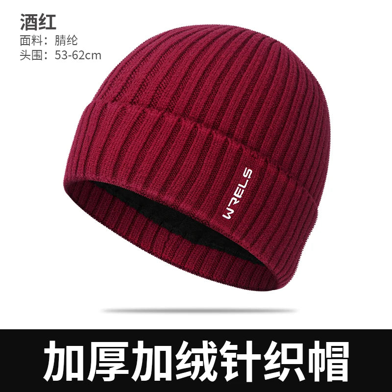 WRELS Winter Warm Hat Knitted Velvet Thickened Pullover Hat Velvet Thickened Pullover Hat Windproof Winter Camping Climbing Cap