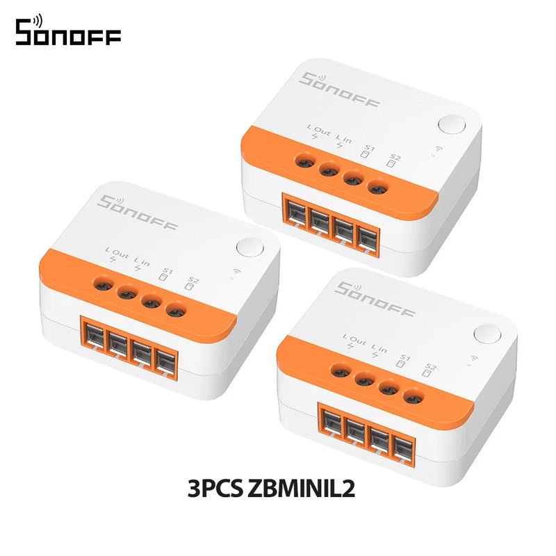 1-10PCS SONOFF ZBMINIL2 Zigbee 3.0 No Neutral Wire Needed Smart Switch Tiny Size Two-Way Control via EWeLink Google Alexa Alice