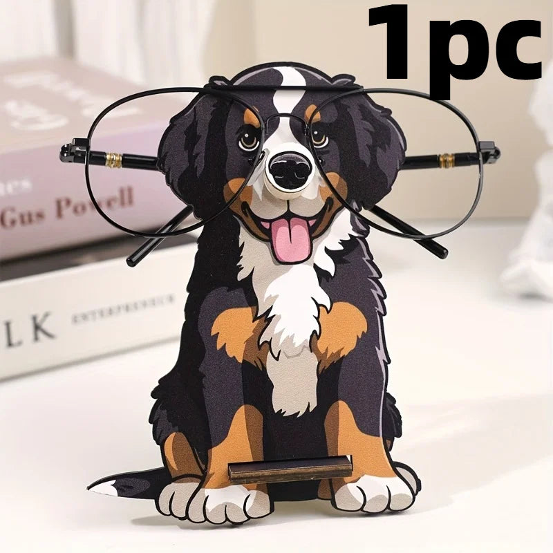 1pc Handmade Wood Shepherd Dog Glasses Holder - Wood Eyeglass & Fashion Glass Display Stand,for Nightstand, Home Office.