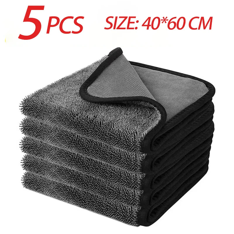 SEAMETAL 1/3/5PCS Microfiber Twist Car Wash Towel 600GSM Professional Car Cleaning Drying Cloth Towels for Car Wash Accessories