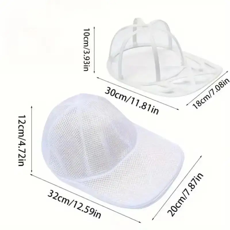 2pcs Mesh Hat Cleaning Set – Bag & Drying Rack, Gentle Baseball Cap Cleaner, Laundry Cage Stand