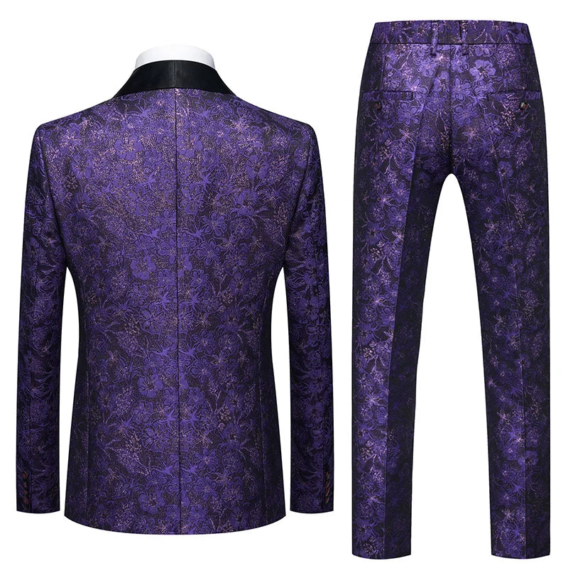 2026 New Men's Purple Suit 3-Piece, Wedding Party Dress Jacket and Vest with Trousers, Asian Size Slim-Fit Sets. M-6XL