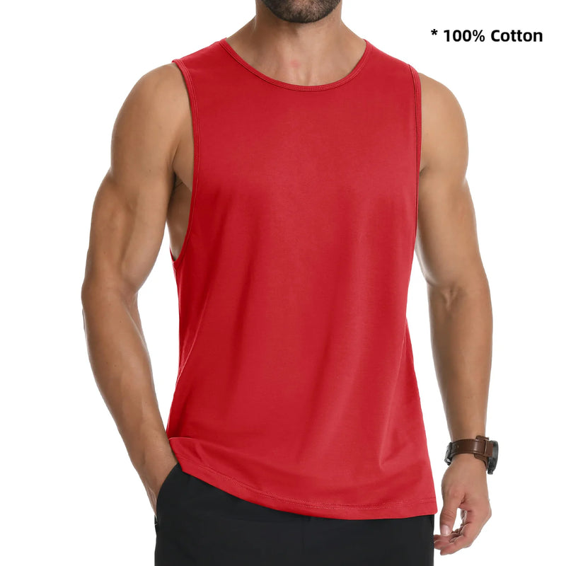 TACVASEN Cotton Fitness Wide-Armhole Muscle TANK TOPS Sleeveless T-shirts Mens Gym Workout Trainning Vests Casual Tee Shirt Tops