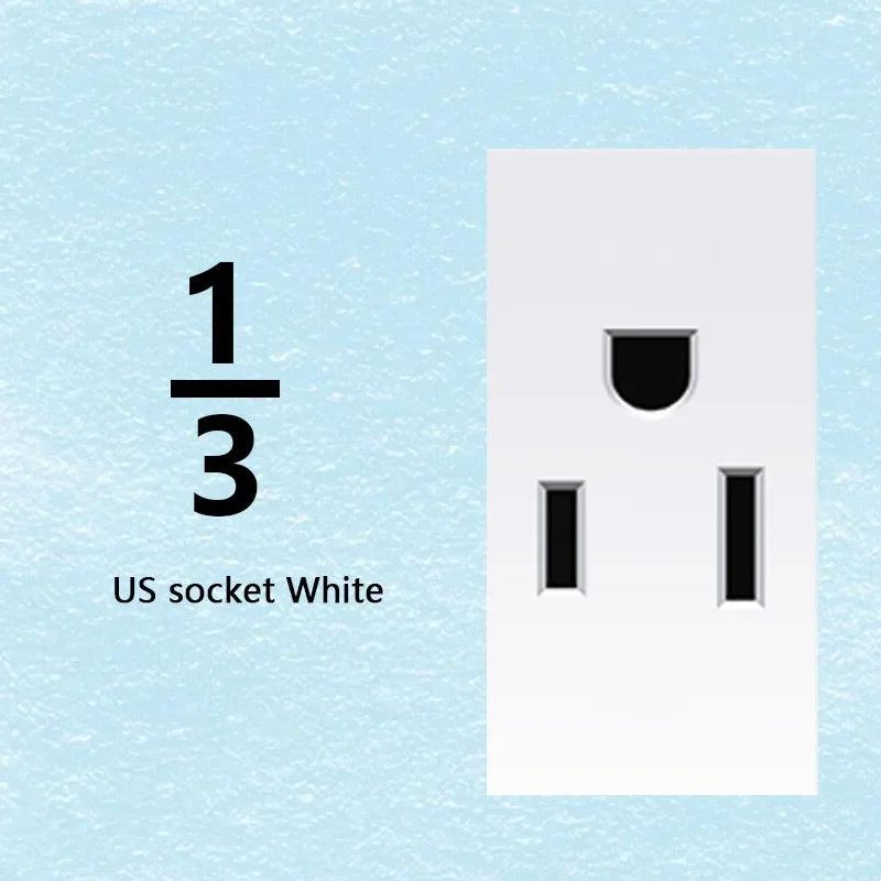 Brazilian Italian Chile  US EU Standard PC panel Free Combination Function USB Type C Key DIY Switch Socket 118mm*75mm White