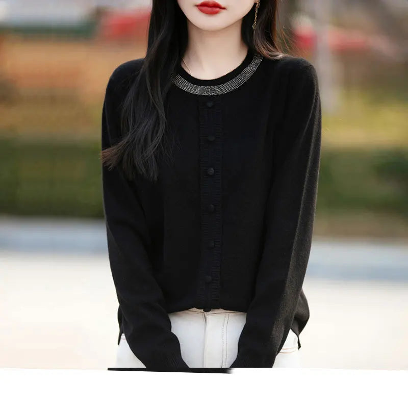 Spring Autumn New Fashion Wool Sweater Crew Neck Long Sleeve Pullover Sweater Women's Clothing Korean Pop Top Female Jumper