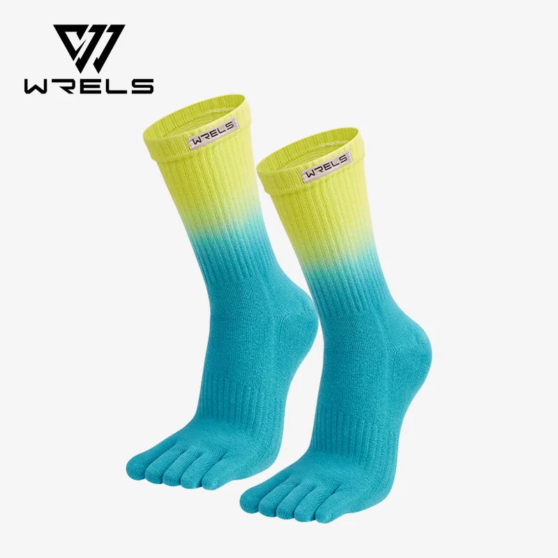 WRELS 1/2pairs Toe Socks Cotton Athletic Running Five Finger Socks Cushion Compression Sweat-Absorbing Breathable Five Toe Socks