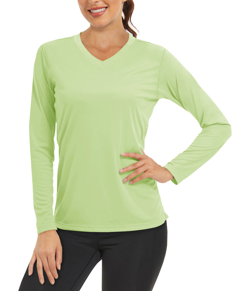 TACVASEN Summer Sun Protection Shirts UPF 50+ Womens Long Sleeve V Neck Shirts Lightweight Quick Dry Tee Shirts Outdoor Pullover