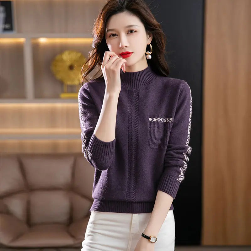 Pull Femme New High Collar Ladies Pullovers Long Sleeve Autumn Winter Knitwears Vintage Warm Sweaters For Women 2026 Bottom Tops