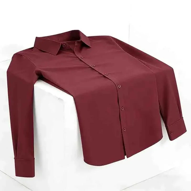 2026 New Men's Breathable Navy Blue Long Sleeve Shirt Spring & Autumn Casual Button Up Top for Daily Commute