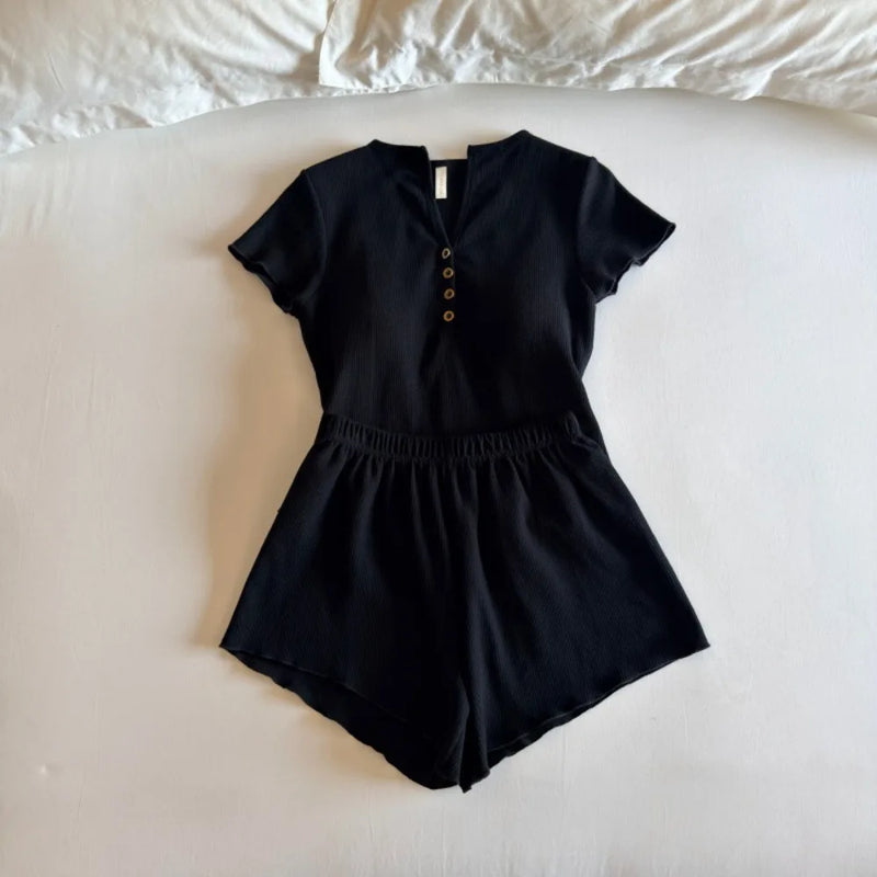 Summer Suit Chest Pad Women's Home Clothes Short Sleeve Nightwear For Woman Sleepwear Two Piece Set Ladies Pajama Set Loungewear