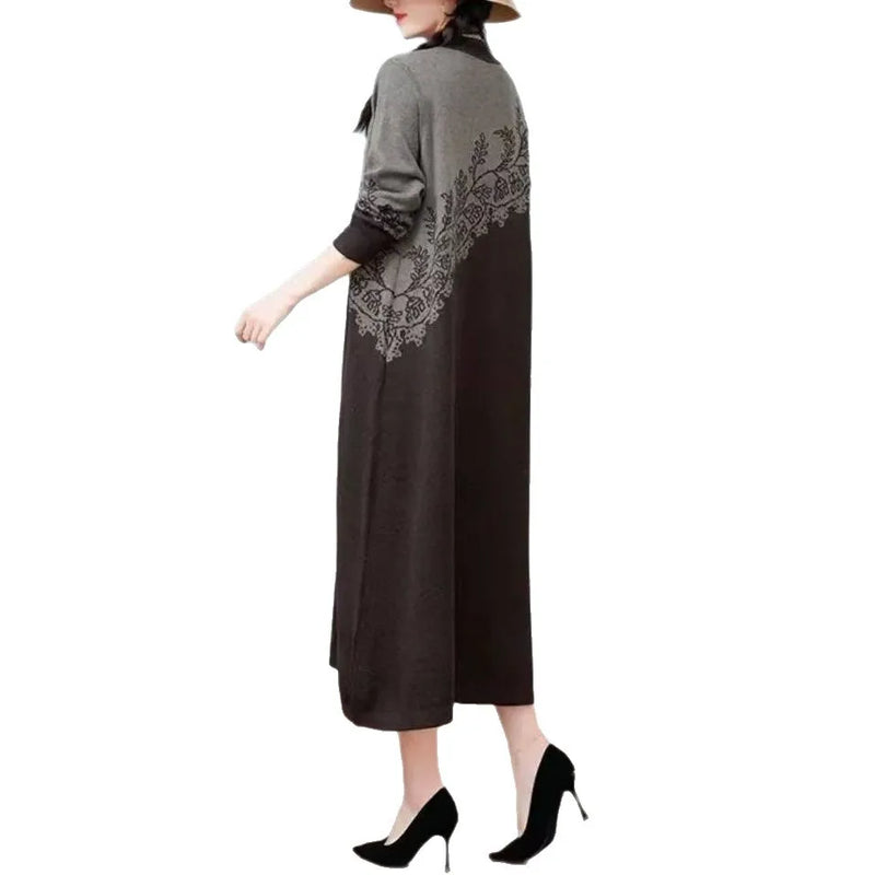 Vintage Loose Knitwear Woolen Woman Clothes Warm Winter Pullovers Sweater Big Size Spring Autumn Mother Sweaters Jumper Dress