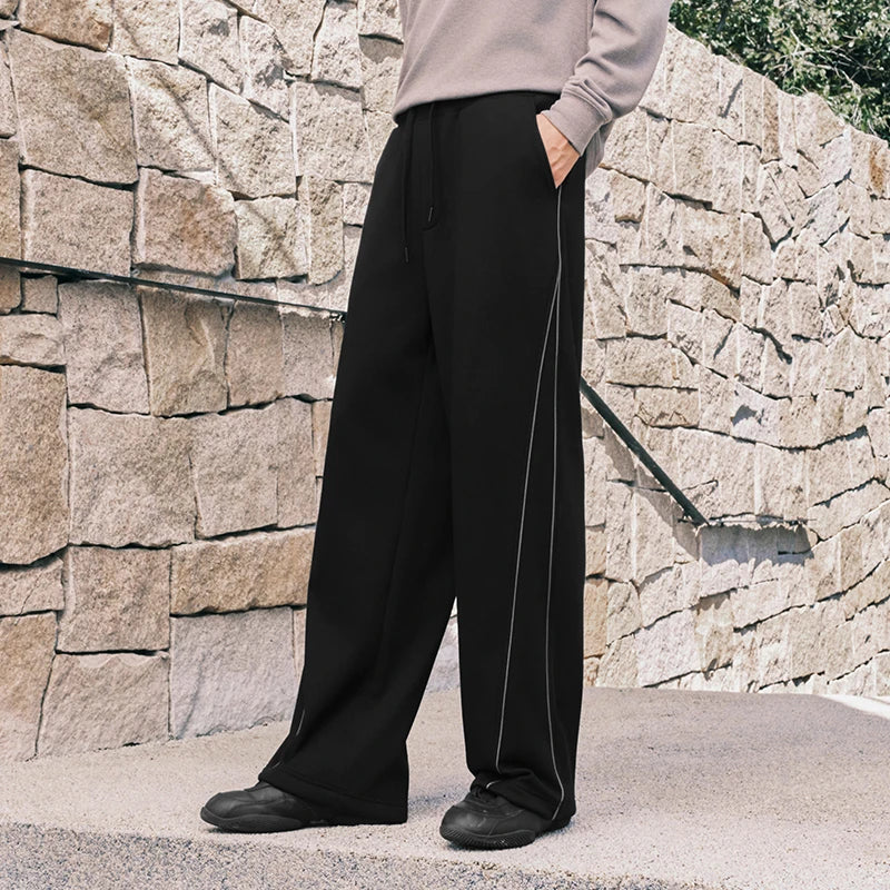 Semir Men Pants Thermal Warmth Fleece Lined Knit Texture Loose Fit Straight Leg 2026 Winter Urban Casual Style Comfort Fit