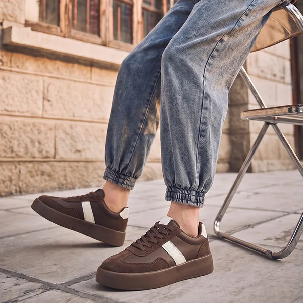 Men Women's Retro Height Increasing Casual Shoes Soft Sole Four Seasons Breathable Comfortable Outdoor Couple Walking Sneakers