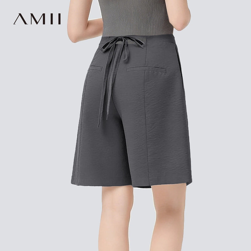 ខោខ្លីនារី Amii ឆ្នាំ២០២៦ រដូវក្ដៅថ្មី ខោកប្បាសចង្កេះចង ខោជើងធំ ធម្មតា រលុង សមសម្រាប់នារីៗ ងាយស្រួលប្រើ 12642016