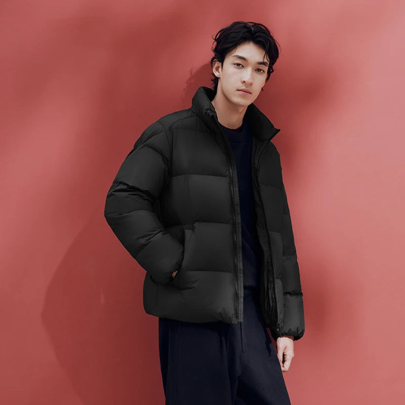 Semir Men Down Jacket Windproof Water Repellent Stand Collar Solid Color Lightweight 2026 New Winter Daily Wear