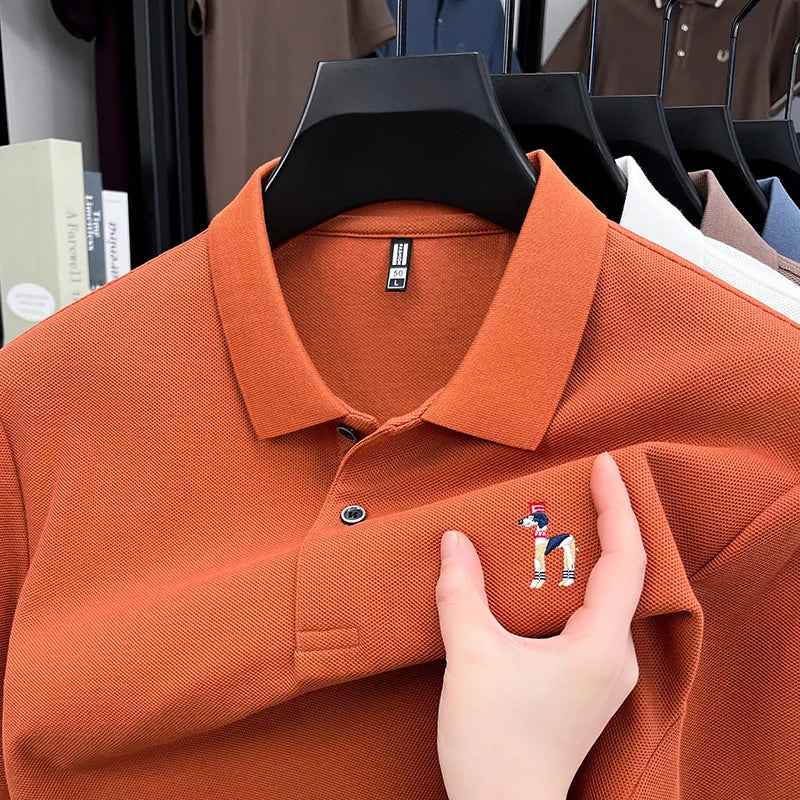Luxury Man Short-Sleeved Polo Shirt Lapel Button 100%cotton Embroidery Spring New T-Shirt Ventilate Fashion Leisure MensClothing