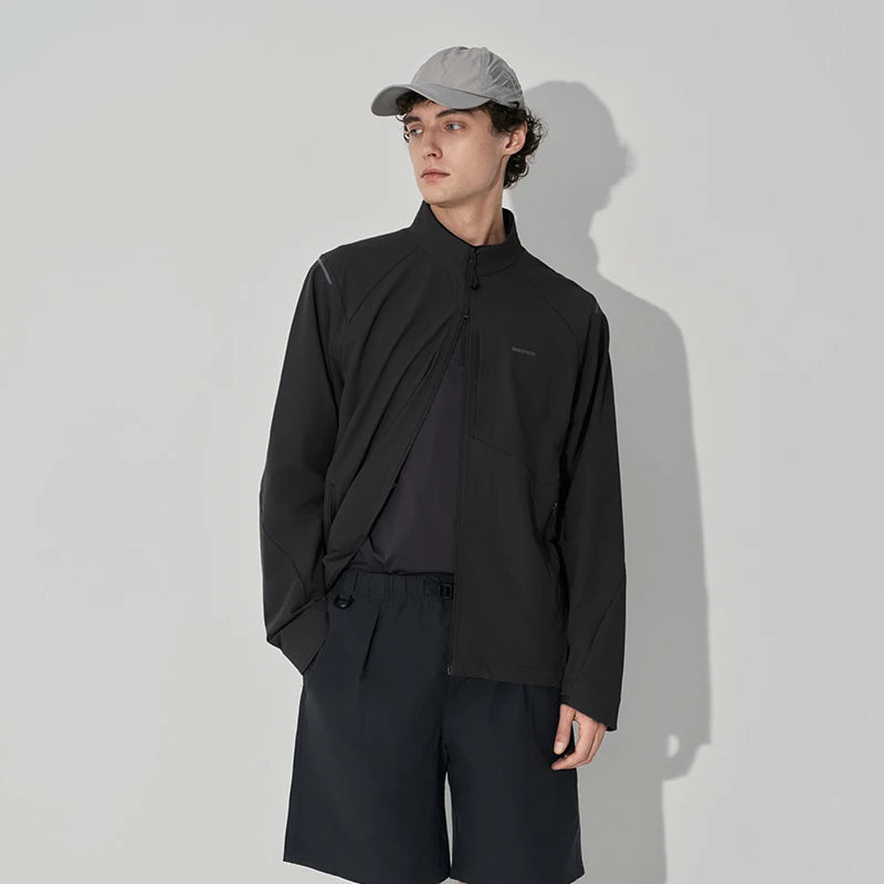 Semir Men Jacket Water Repellent Stand Collar Zipper Pocket Outdoor Sport 2026 Autumn Casual Letter Print Outerwear Daily Wear