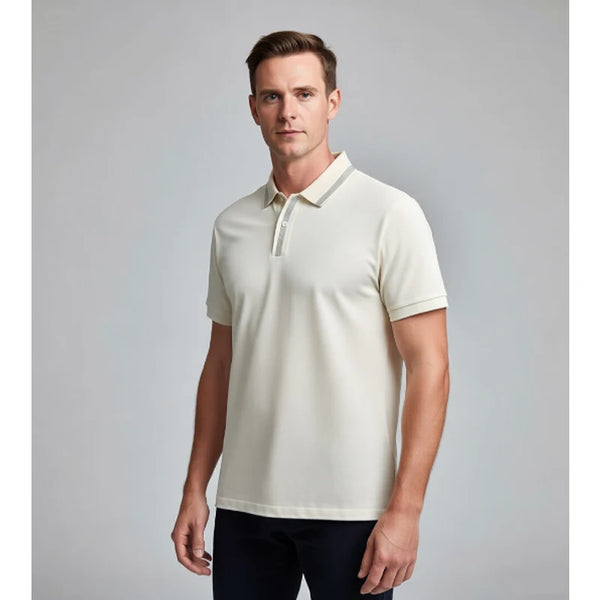 Men's Short-Sleeved Polo Shirt  7A Antibacterial, High-End Quality,70% Cotton Breathable, Sweat-wicking, Elegant Commute T-shirt