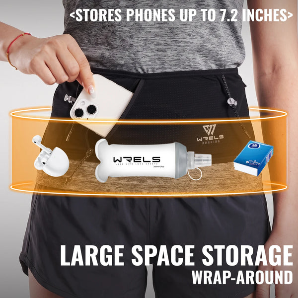 WRELS Sports Waist Pack Breathable Slim Running Belt Adjustable Workout Outdoor Hiking Men Women Anti-Slip Fitness Storage Pack