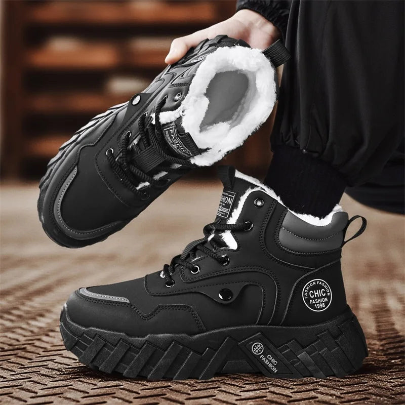 Men's snow boots warm winter plus velvet casual boots high-top soft-sole non-slip cotton boots fashion Joker outdoor work boots