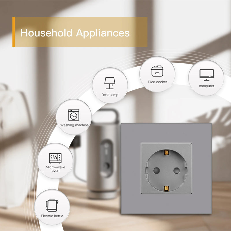 BSEED Button Switch 1/2/3Gang 1Way Wall Sockets With USB Type-C Phone Charger Mounted Double Socket Plastic Panel Triple Outlets