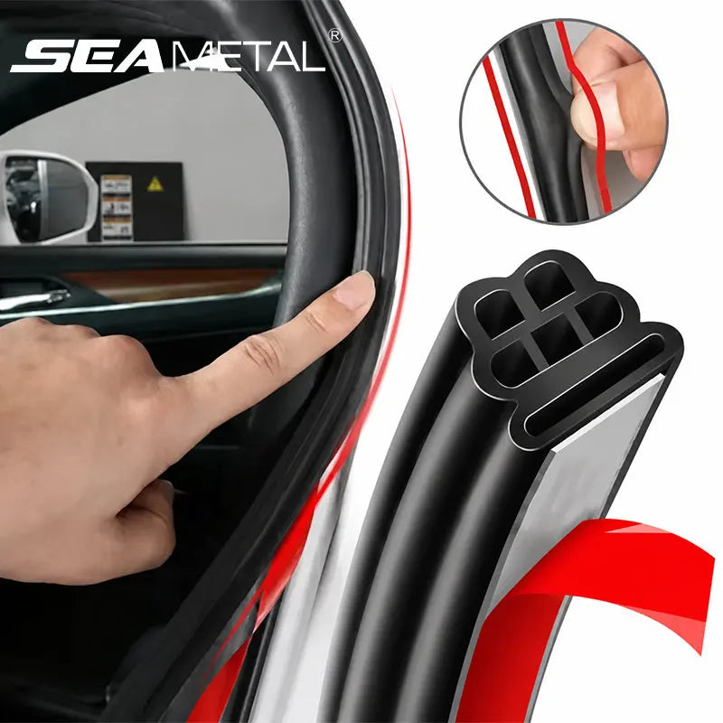 SEAMETAL 3-Layer Car Door Seal Strips 5M Rubber Sealing Strips Auto Door Trunk Hood Protector Noise Insulation Weatherstrips