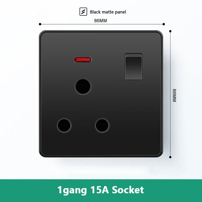 Universal 18W Fast Type C Wall 220V Power Outlet Plug, UK Black 13A Socket Switch, Electrical Wall Socket Panel with USB Charger