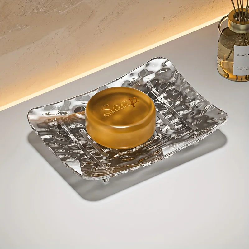 Glacier Pattern Self-Draining Soap Dish-Plastic Resin Bathroom Holder,Enhance bathroom decoration products，Decorative soap dish