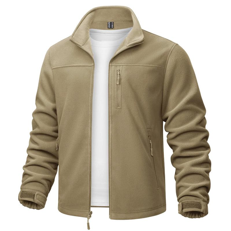 TACVASEN Stand Collar Fleece Jackets Mens Thermal Warm Full Zip Work Jacket Outdoor Trekking Hiking Jackets Windbreaker