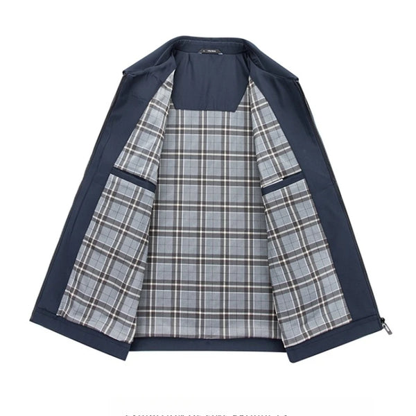 Men's Turn-down Collar Jacket Old Money Style Solid Color Casual Outerwear 2026 Autumn New Zip-up Coat