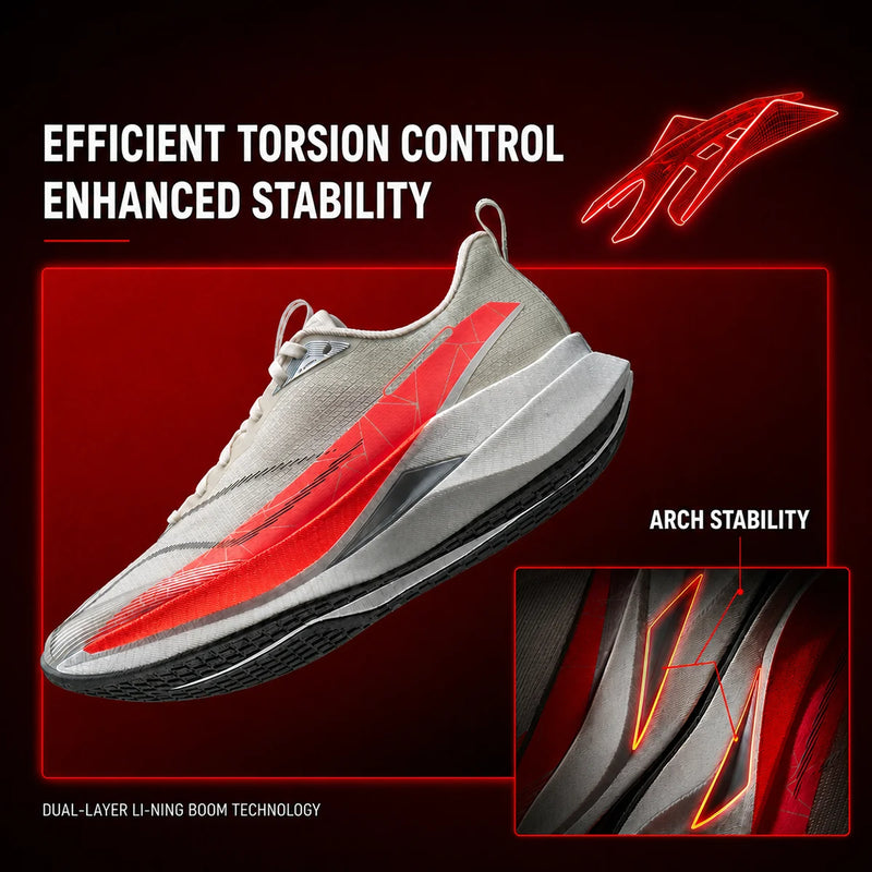 ស្បែកជើងរត់ប្រណាំងបុរស Li-Ning RED HARE 9 PRO BOOM Cushion Rebound ខ្យល់ចេញចូលបាន ឆ្លុះបញ្ចាំងពន្លឺ ទ្រនាប់ស្បែកជើង ARPW001