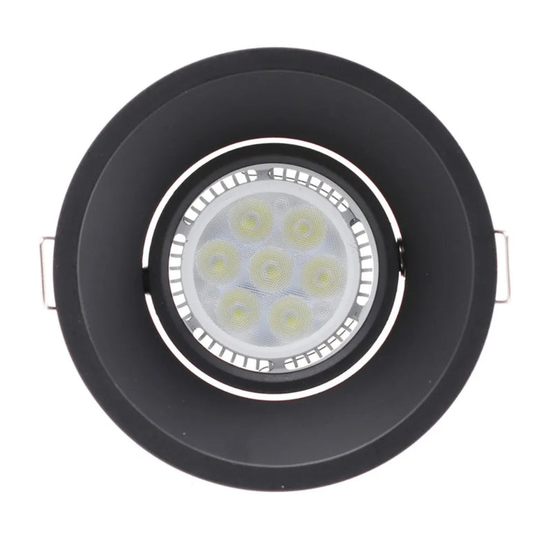 ឈុតជំនួសអំពូលភ្លើង Downlight រាងមូល GU10 ចំនួន 1/10 ដុំ សម្រាប់តោងពិដាន ពណ៌ខ្មៅ MR16