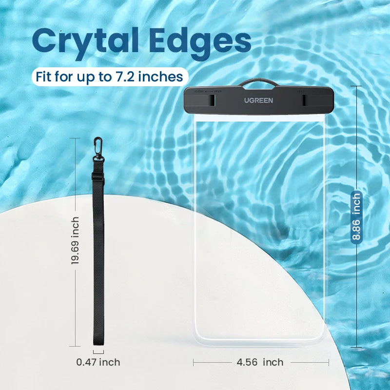 UGREEN 7.2 inch IPX8 Waterproof Phone Case Bag For iPhone 16 15 14 13 12 Pro Max Samsung Universal Swimming Protective Pouch Bag
