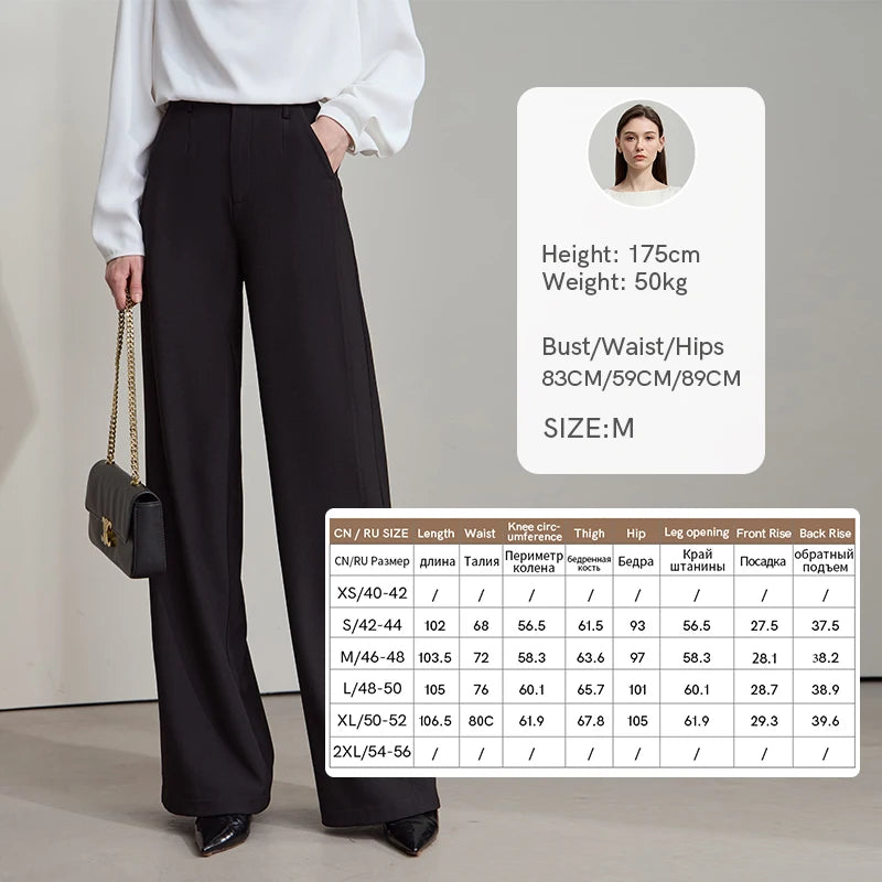 ខោ AMII Minimalist រដូវស្លឹកឈើជ្រុះឆ្នាំ ២០២៦ ថ្មីឆើតឆាយប្រណីតការិយាល័យនារីធម្មតារលុងខោជើងវែងត្រង់ធំទូលាយ 12523044