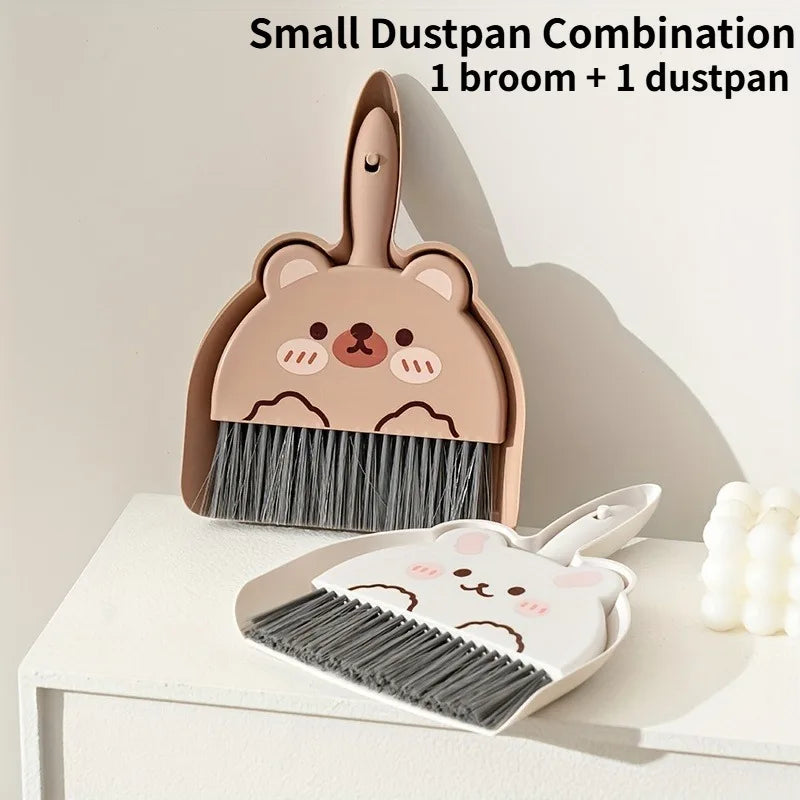 1set Small Dustpan Combination,Desktop Broom,Living Room Countertop Cleaning  (1 broom + 1 dustpan),Small animal pattern design