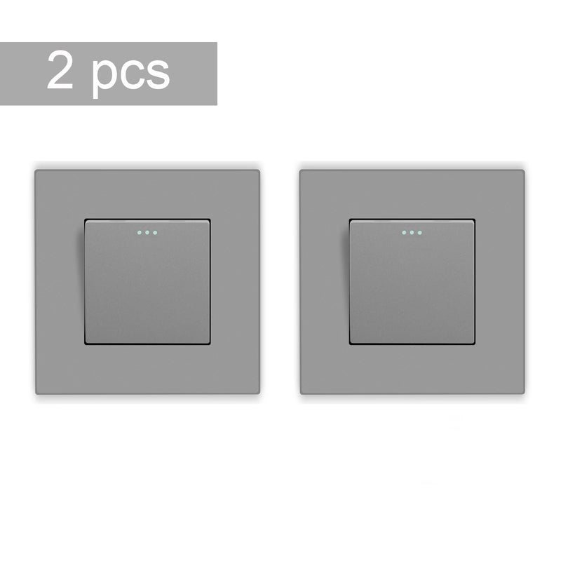 BSEED 2Packs Button Light Switch 1/2/3Gang 2Way Wall Light Switch Plastic Frame Switch On Off For Stairs 10A 250V