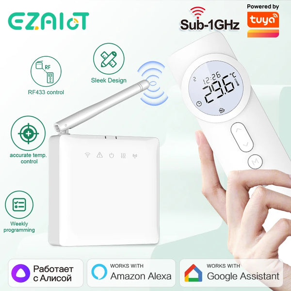 RF Wireless WiFi Digital Thermostat 220V Smart Home Tuya Battery Thermoregulator for Water Heating Gas Boiler and Actuator Alexa