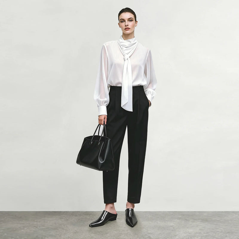 Amii Women's Pants 2026 Autum New Tapered Satin Casual Office Trousers Solid Versatile Ankle Length Pants For Women 12613003
