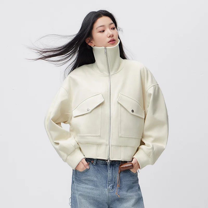 Semir Women Jacket Padded 2026 Drop Shoulder Loose Fit Lapel Collar Smart Casual Style Urban Casual Style Soft Comfortable