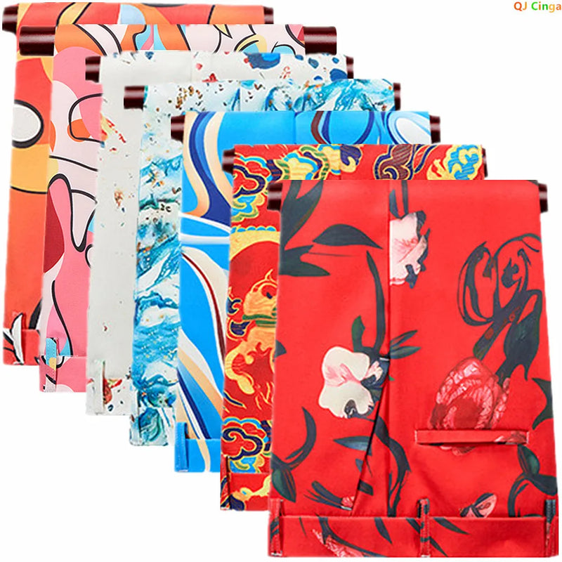 Fashionable Blue Men Suit Pants with Abstract Swirl Print - Perfect for Daily Styling Trousers. Asian Sizes M-5XL, 6XL.