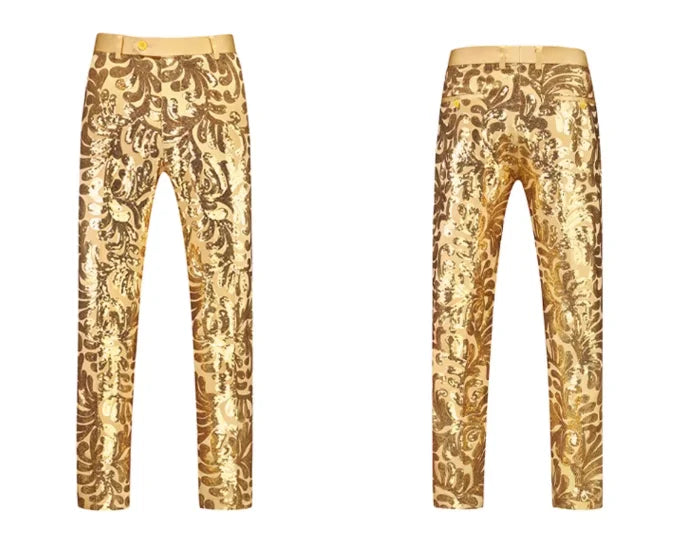 2026 New Men's Gold Shiny Sequin Suit Pants, Wedding Party Dress Trousers,Fashion Slim Pant,Asian Sizes M-5XL,6XL