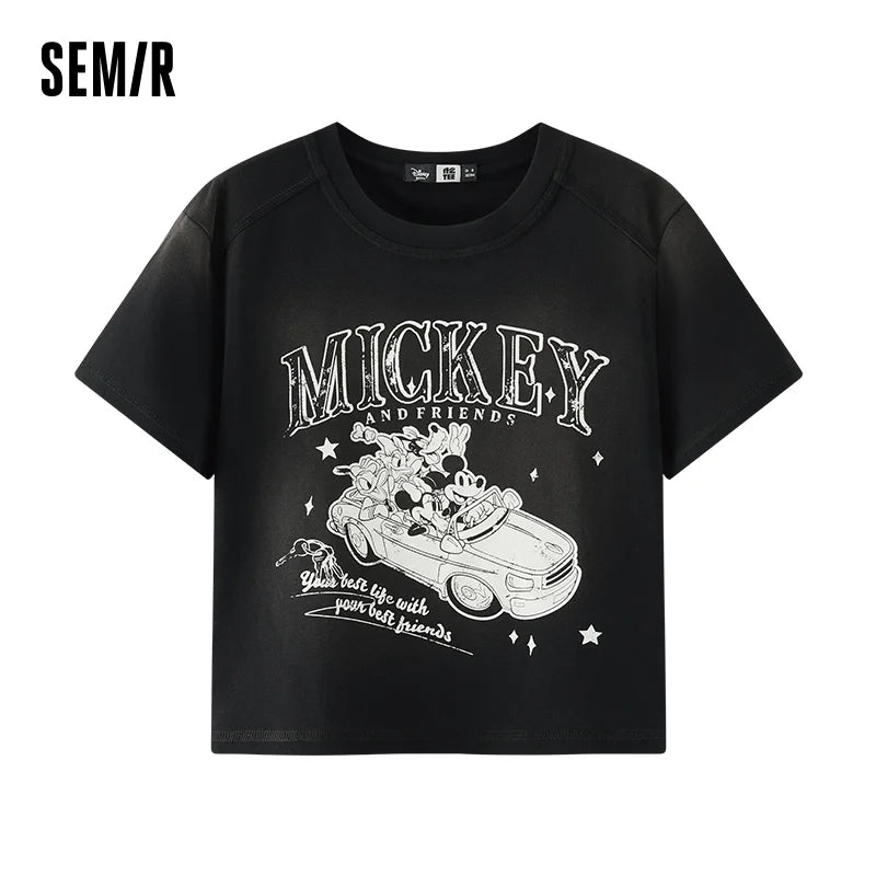 Semir Womens Tshirt 2026 Short Style Washed Fashion Casual Simple Soft Daily Wear Comfortable