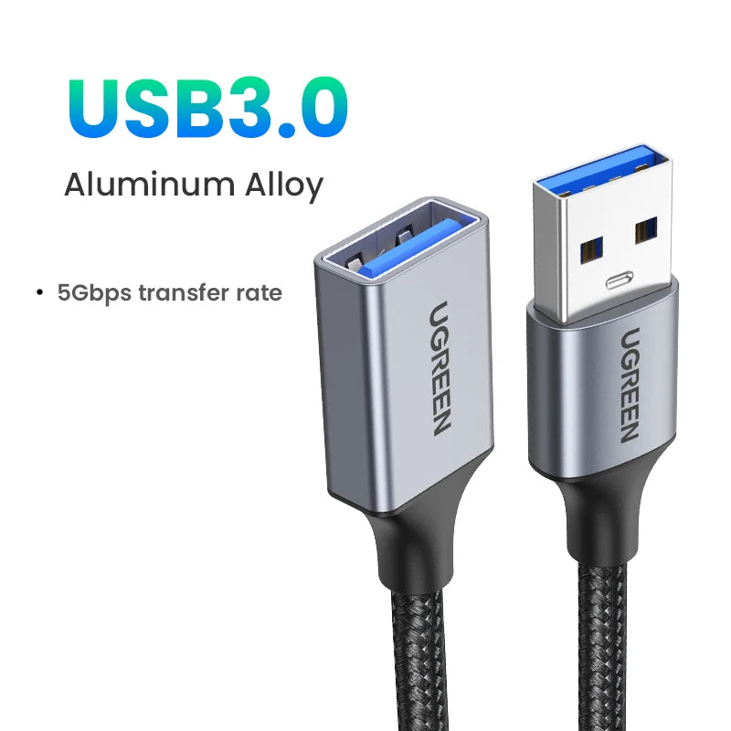 Ugreen USB 3.0 Cable USB Extension Cable Male to Female Data Cable USB3.0 Extender Cord for PC TV USB Extension Cable
