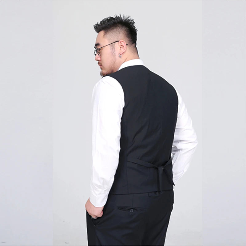 2026 New Men's Black Suit Vest , V-neck Sleeveless Vests Coat, Blue M-8XL 9XL  Very Cool Waistcoat for Fat Men