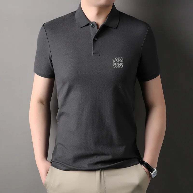 Men's Summer Luxury Brand Cotton 100% Polo Shirt Lapel Printing Short Sleeves T-Shirt Business Leisure Ventilate Men's Clothing