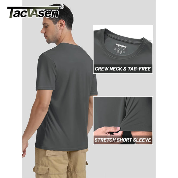 TACVASEN UPF 50+ UV Shirt Men's Round Neck Short Sleeve Basic Summer Casual T-shirt Gym Fitness Running Swim Quick Dry Tee Tops
