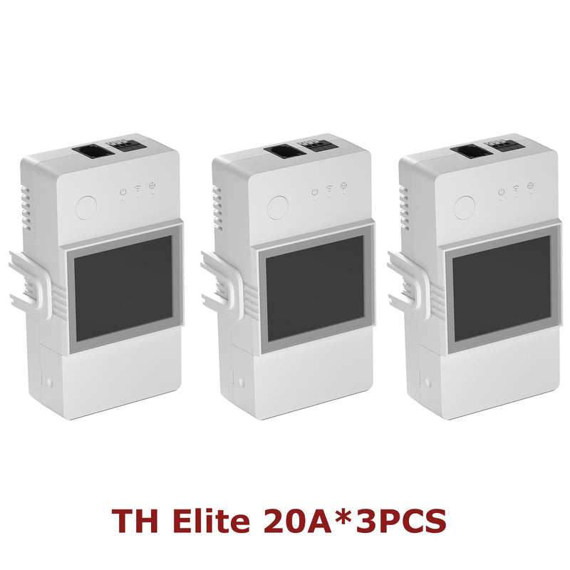 3PCS SONOFF TH Elite 16A/20A Wifi Smart Wireless Switch Temperature Humidity LCD Real Time Monitoring via eWeLink Alexa Google