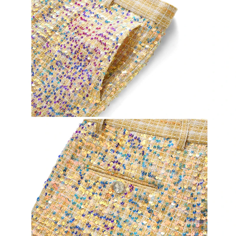 2026 New Men's Gold Shiny Sequin Suit Pants, Wedding Party Dress Trousers,Fashion Slim Pant,Asian Sizes M-5XL,6XL