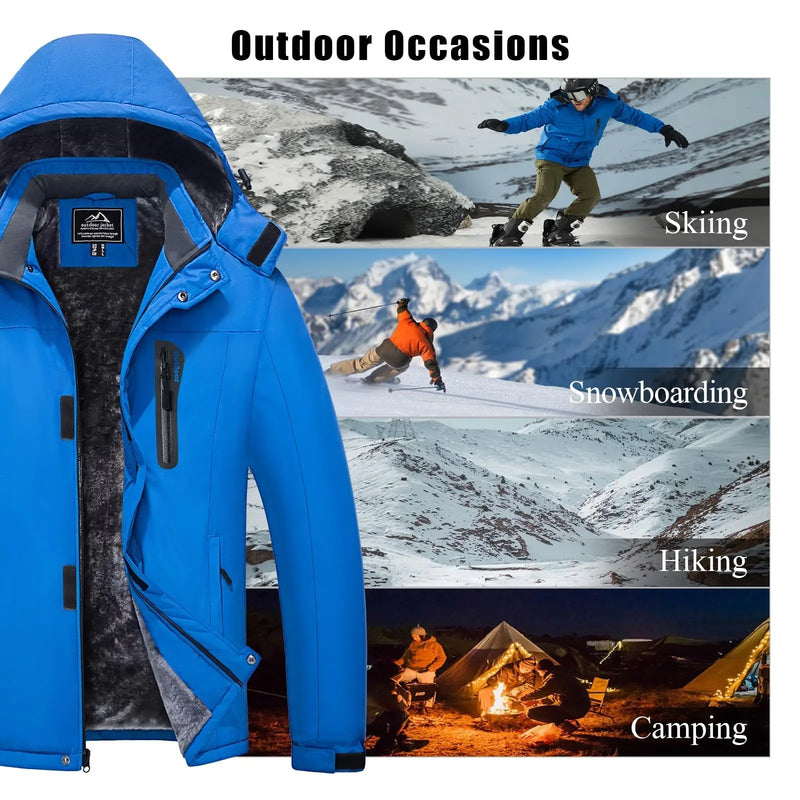TACVASEN Winter Thicken Ski Snowboard Jacket Mens Fleece Waterproof Hiking Jackets Outdoor Mountain Trekking Windbreaker Parka