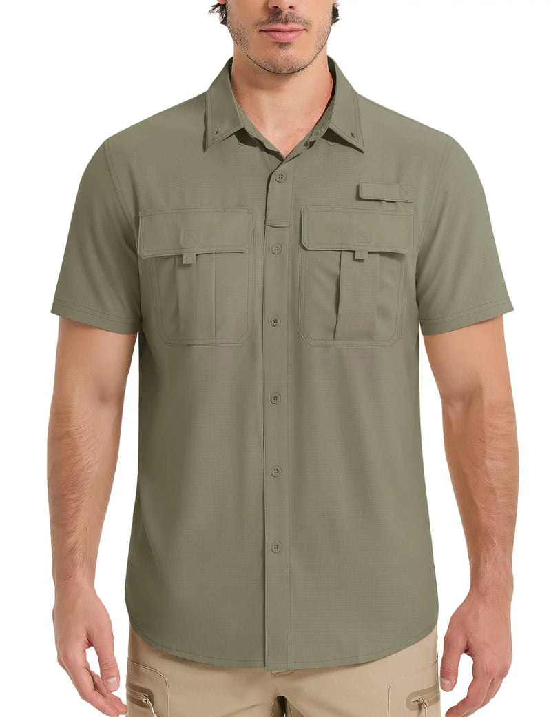 TACVASEN UPF 50+ Sun Protection Shirts Men's Quick Dry Outdoor Fishing Hiking Shirt Mesh Breathable UV Work Cargo Shirts Men